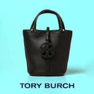 ‼️WOW‼️Tory Burch Black Leather MILLER BUCKET Tote Bag🖤NWT
